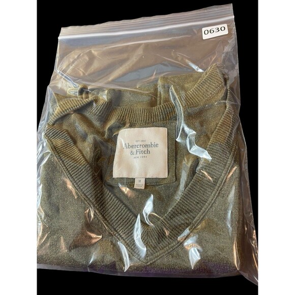 Y2K Abercrombie & Fitch Deep V-neck Short Sleeve Longer Length M Sweater READ - Picture 11 of 11